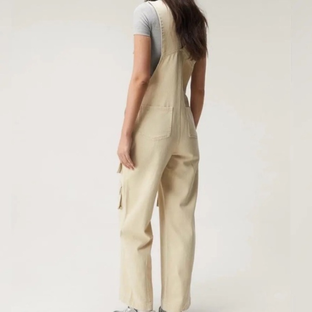 NWT ZARA Girls Cream Jumpsuit Overalls pockets in front size 13-14